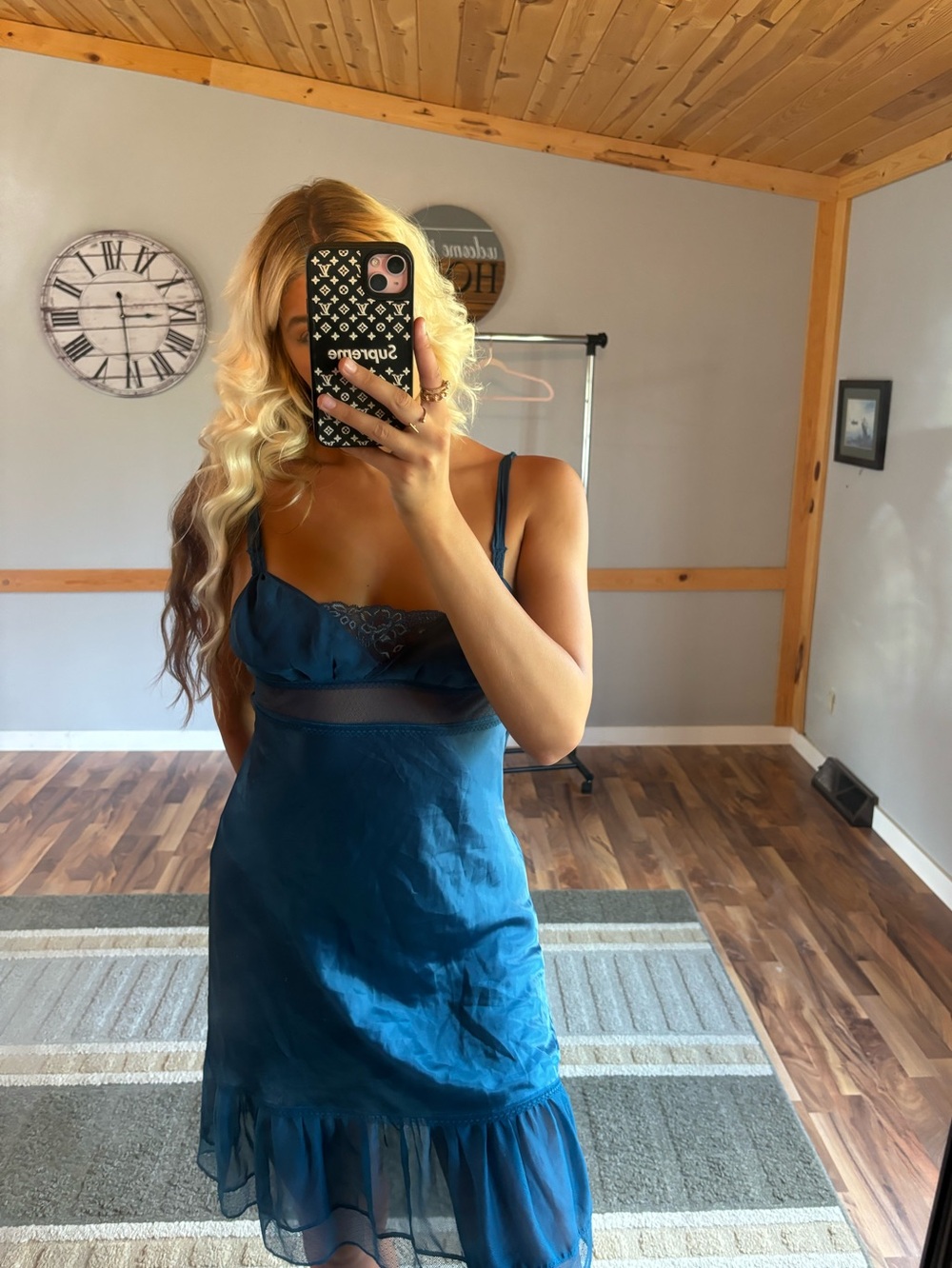 Vintage Y2K Victoria's Secret satin lace-trim lingerie slip dress